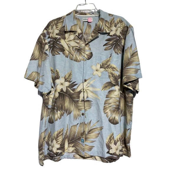 Caribbean Men's Short Sleeve Button Down Floral Summer Shirt Blue Size XL - Picture 1 of 4